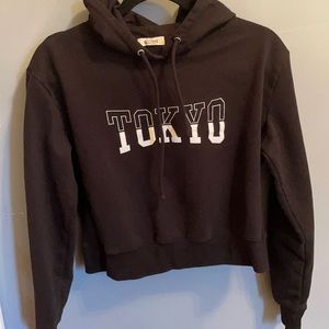 Japan Tokyo cropped cute hoodie sweater black white top hot topic emo tik tok